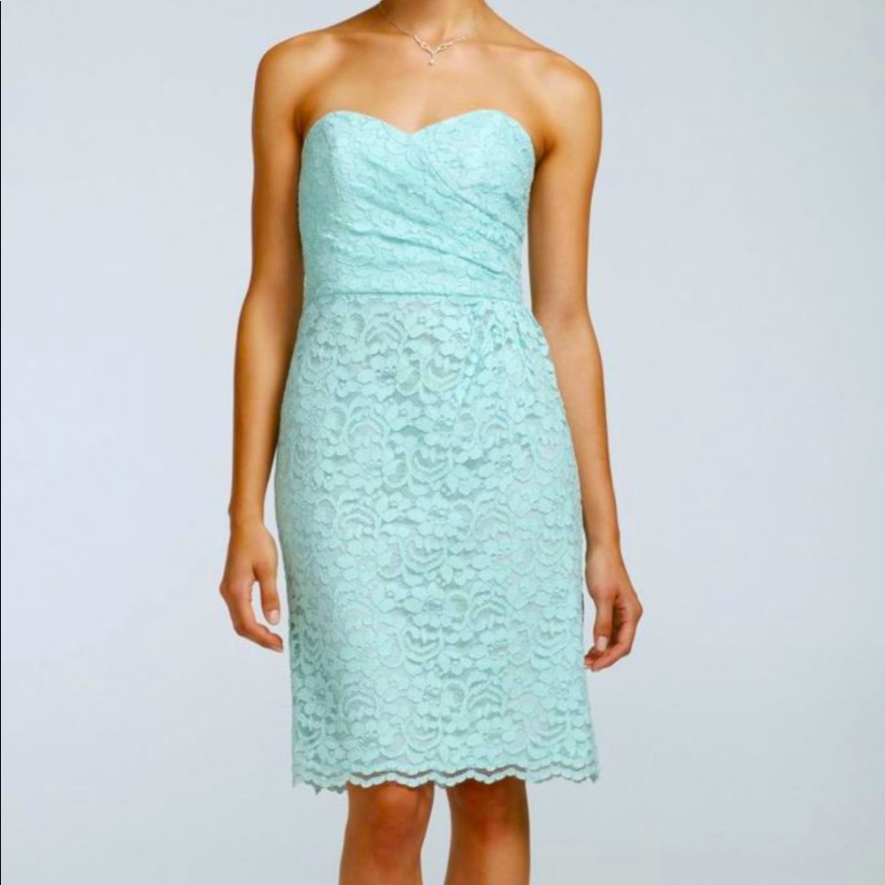 Mint Lace Bridesmaid Sweetheart Dress David’s Bridal F15620 Size 4